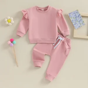 ma&baby 0-24M Newborn Infant Baby Girl Clothes Sets Ruffle Long Sleeve Tops Pants Casual Outfits Fall Spring Tracksuit Clothing