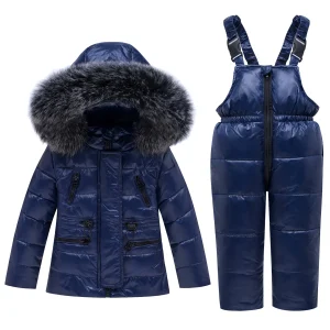 2023 Warm Down Jacket Children Winter Suit Boys baby thin coat + pants toddler Clothing Set Girl clothes overalls Kids Snow Wear