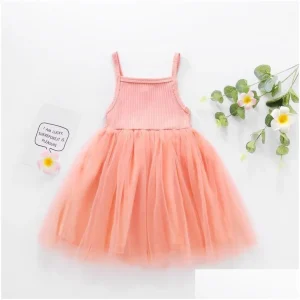 Dresses 15Y Toddler Baby Kid Girl Knitted Tle Tutu Dress Sleeveless Party Wedding Birthday For Girls Children Costume Drop Dh6Dd