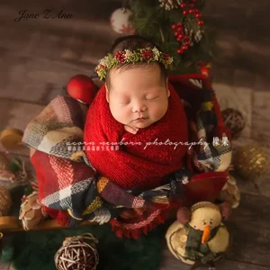 Jane Z Ann Christmas Carol Headwear Flower Series Baby studio shooting accessories newborn Photography props 210315
