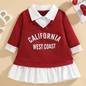 Baby Letter Graphic Ruffle Hem 2 In 1 Dress SHE